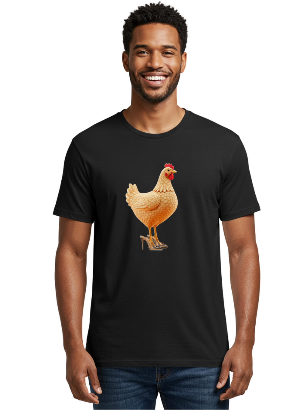 Chicken-In-High-Heels-1 Men'S Graphic Tee, 100% Cotton, Comfortable Casual Summer Wear, Machine Washable, Vintage Camera, Old Camera, Antique Camera, Black Camera, Classic Photography, Photography Equipment, Nostalgic Device, Film Camera, Bam016
