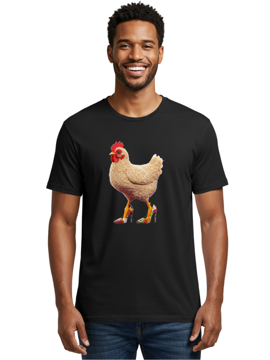 Chicken-In-High-Heels-2 Men'S Graphic Tee, 100% Cotton, Comfortable Casual Summer Wear, Machine Washable, Vintage Camera, Old Camera, Antique Camera, Black Camera, Classic Photography, Photography Equipment, Nostalgic Device, Film Camera, Bam017