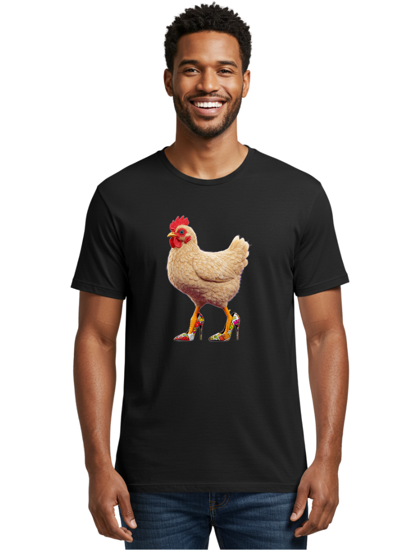 Chicken-In-High-Heels-2 Men'S Graphic Tee, 100% Cotton, Comfortable Casual Summer Wear, Machine Washable, Vintage Camera, Old Camera, Antique Camera, Black Camera, Classic Photography, Photography Equipment, Nostalgic Device, Film Camera, Bam017