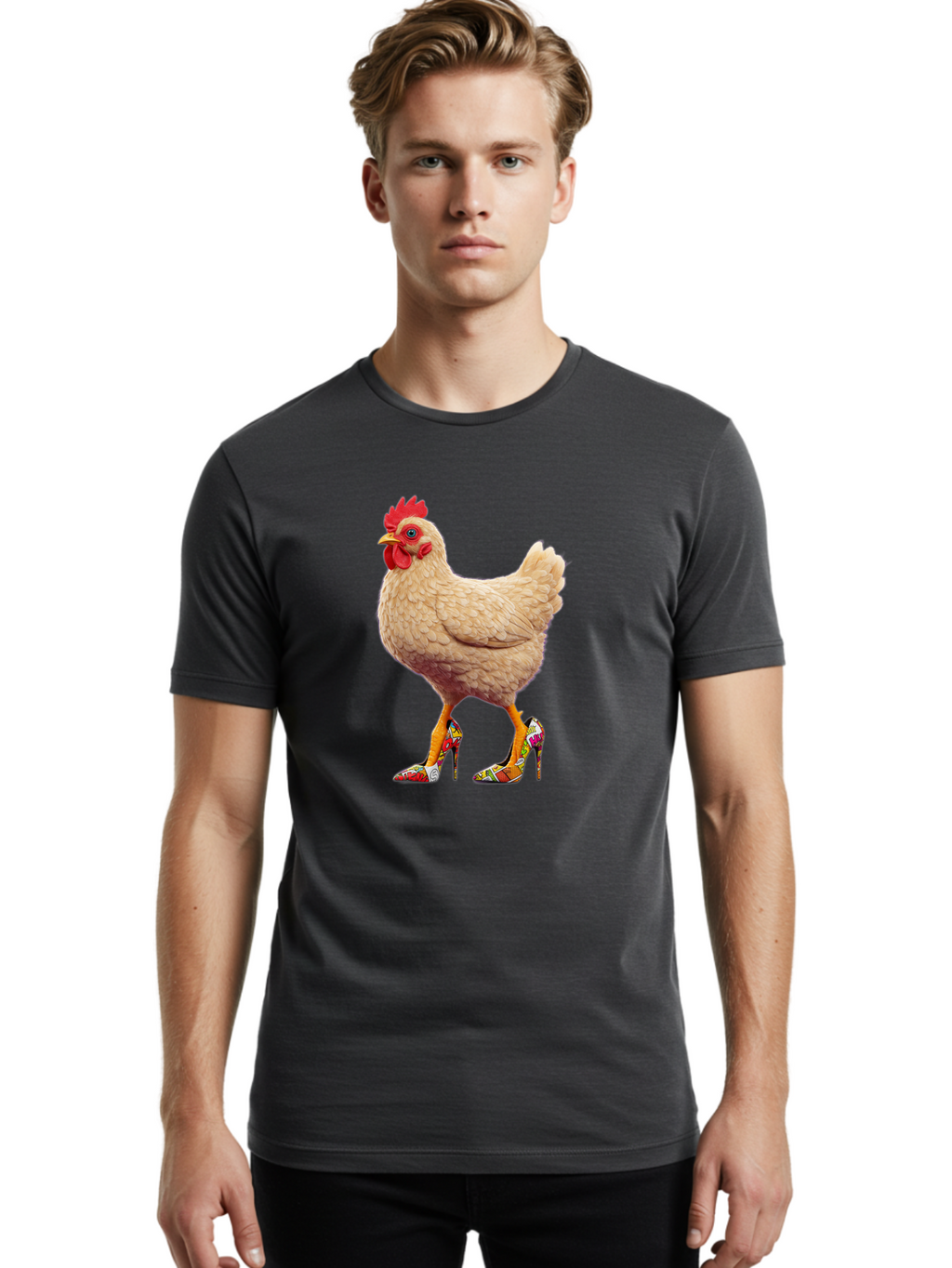Chicken-In-High-Heels-2 Men'S Graphic Tee, 100% Cotton, Comfortable Casual Summer Wear, Machine Washable, Vintage Camera, Old Camera, Antique Camera, Black Camera, Classic Photography, Photography Equipment, Nostalgic Device, Film Camera, Bam017