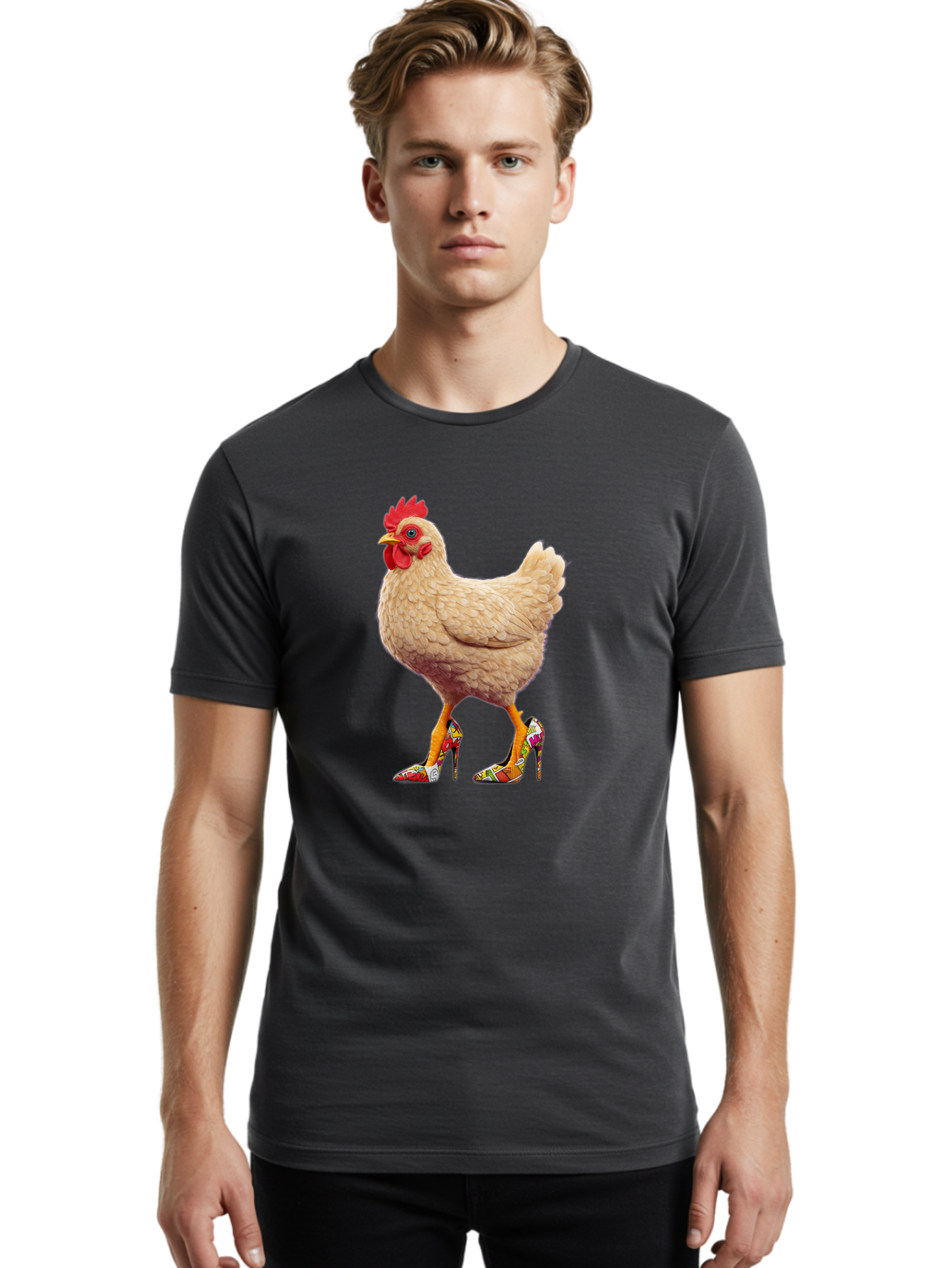 Chicken-In-High-Heels-2 Men'S Graphic Tee, 100% Cotton, Comfortable Casual Summer Wear, Machine Washable, Vintage Camera, Old Camera, Antique Camera, Black Camera, Classic Photography, Photography Equipment, Nostalgic Device, Film Camera, Bam017