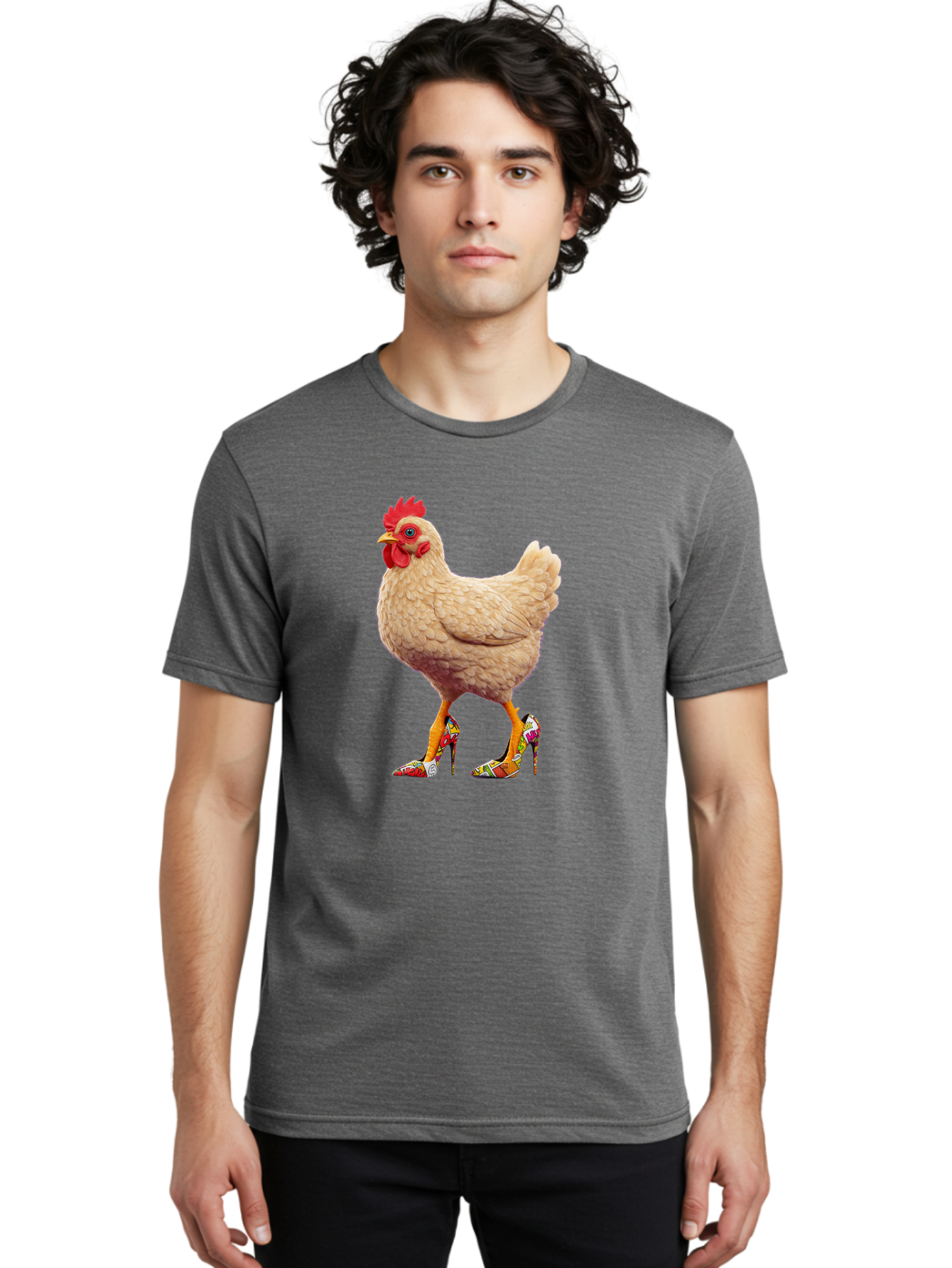 Chicken-In-High-Heels-2 Men'S Graphic Tee, 100% Cotton, Comfortable Casual Summer Wear, Machine Washable, Vintage Camera, Old Camera, Antique Camera, Black Camera, Classic Photography, Photography Equipment, Nostalgic Device, Film Camera, Bam017