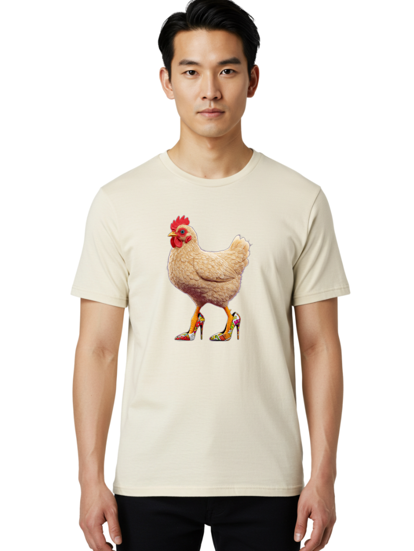 Chicken-In-High-Heels-2 Men'S Graphic Tee, 100% Cotton, Comfortable Casual Summer Wear, Machine Washable, Vintage Camera, Old Camera, Antique Camera, Black Camera, Classic Photography, Photography Equipment, Nostalgic Device, Film Camera, Bam017
