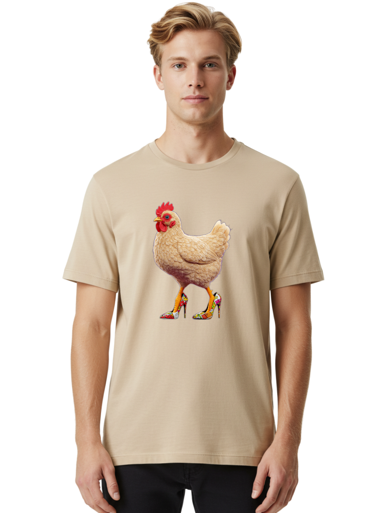 Chicken-In-High-Heels-2 Men'S Graphic Tee, 100% Cotton, Comfortable Casual Summer Wear, Machine Washable, Vintage Camera, Old Camera, Antique Camera, Black Camera, Classic Photography, Photography Equipment, Nostalgic Device, Film Camera, Bam017