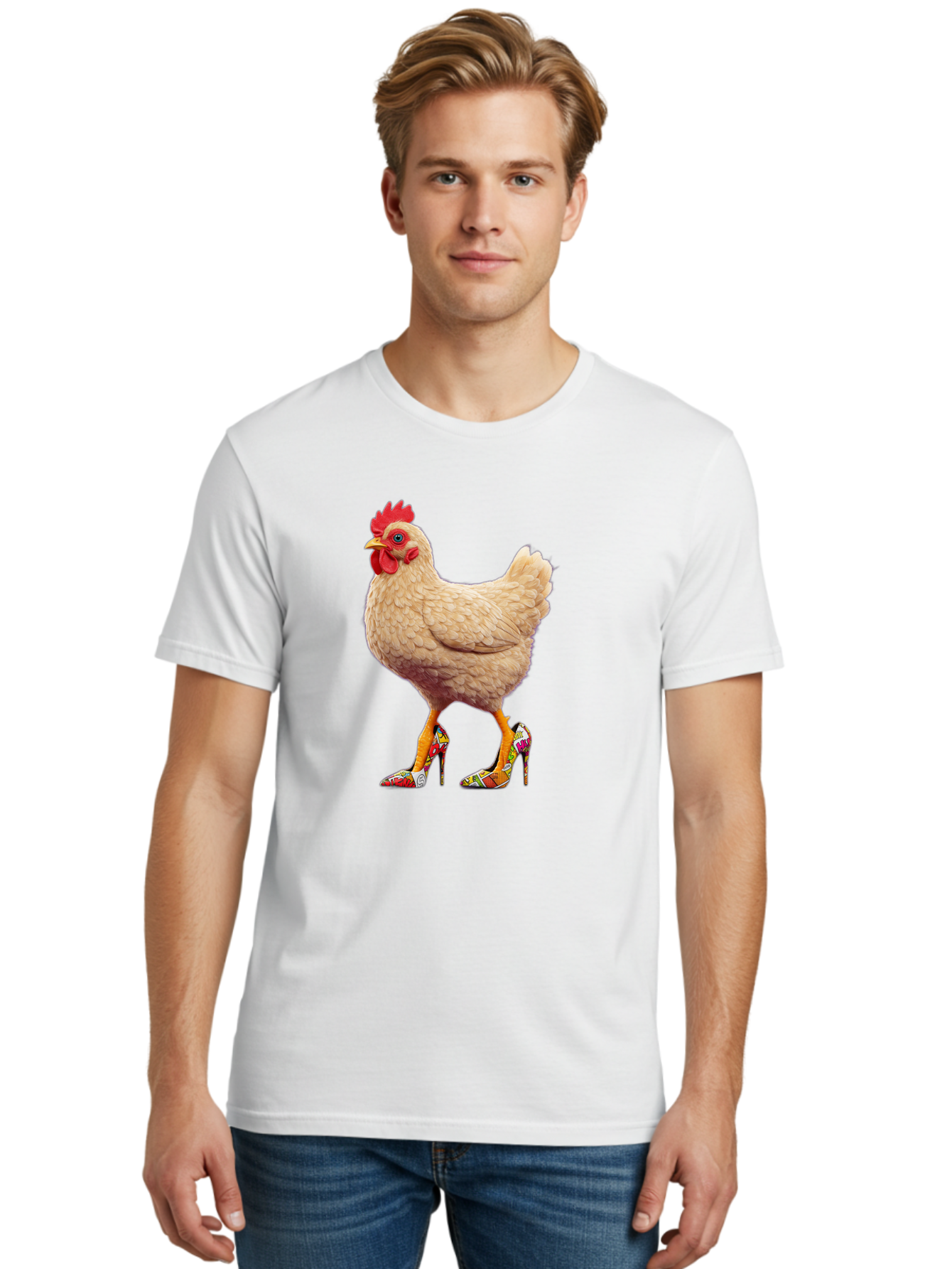Chicken-In-High-Heels-2 Men'S Graphic Tee, 100% Cotton, Comfortable Casual Summer Wear, Machine Washable, Vintage Camera, Old Camera, Antique Camera, Black Camera, Classic Photography, Photography Equipment, Nostalgic Device, Film Camera, Bam017
