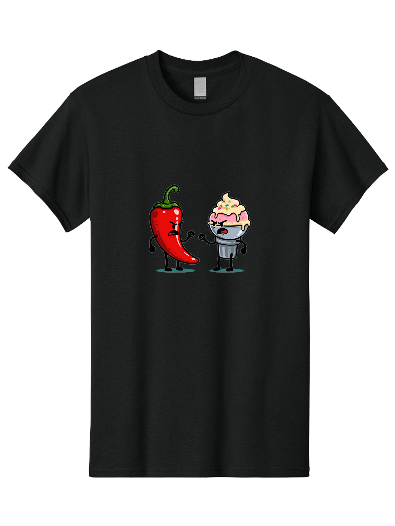 Chili-Pepper-Vs-Ice-Cream-1 Men'S Graphic Tee, 100% Cotton, Comfortable Casual Summer Wear, Machine Washable, Vintage Camera, Old Camera, Antique Camera, Black Camera, Classic Photography, Photography Equipment, Nostalgic Device, Film Camera, Bam023