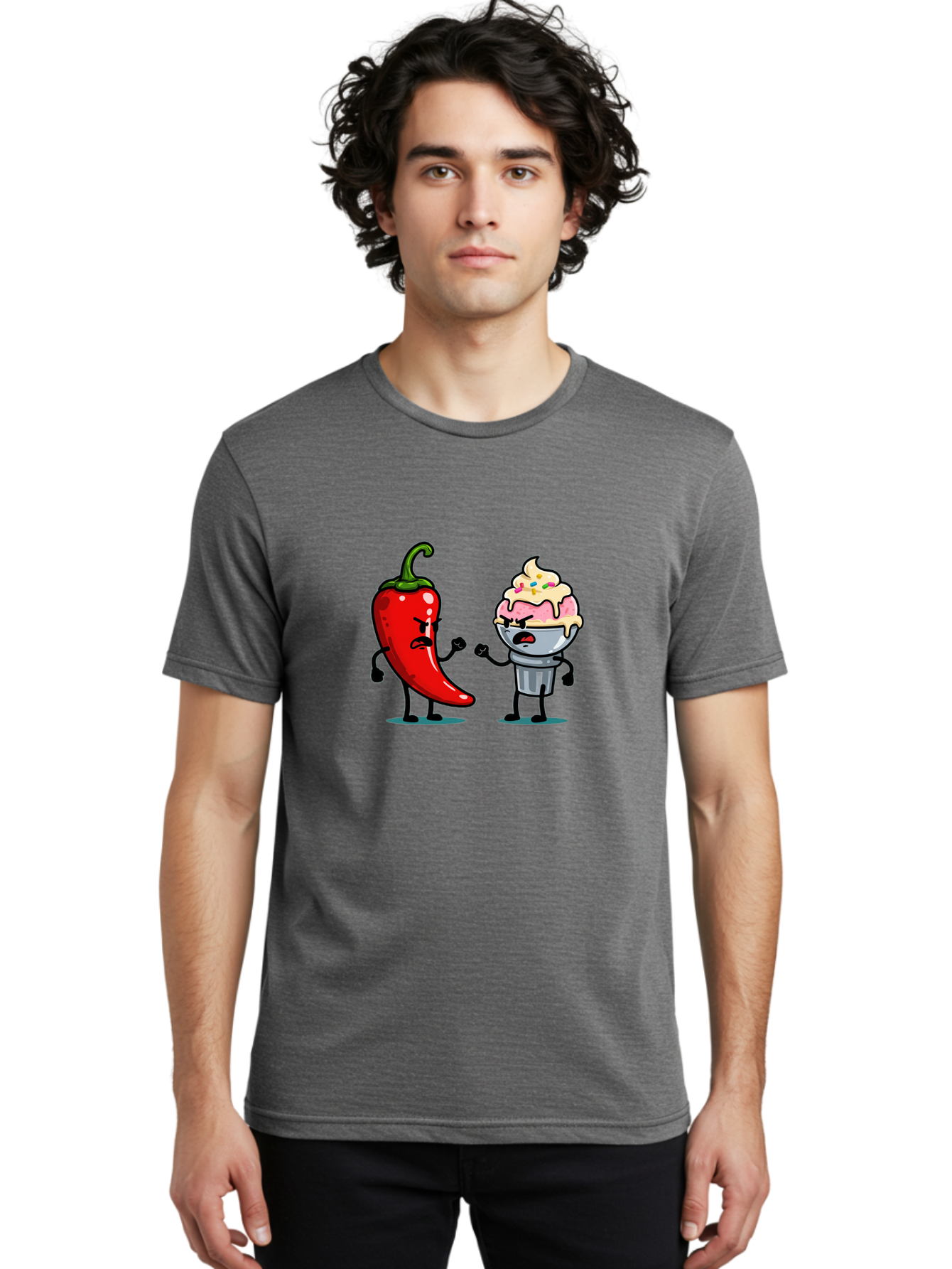 Chili-Pepper-Vs-Ice-Cream-1 Men'S Graphic Tee, 100% Cotton, Comfortable Casual Summer Wear, Machine Washable, Vintage Camera, Old Camera, Antique Camera, Black Camera, Classic Photography, Photography Equipment, Nostalgic Device, Film Camera, Bam023