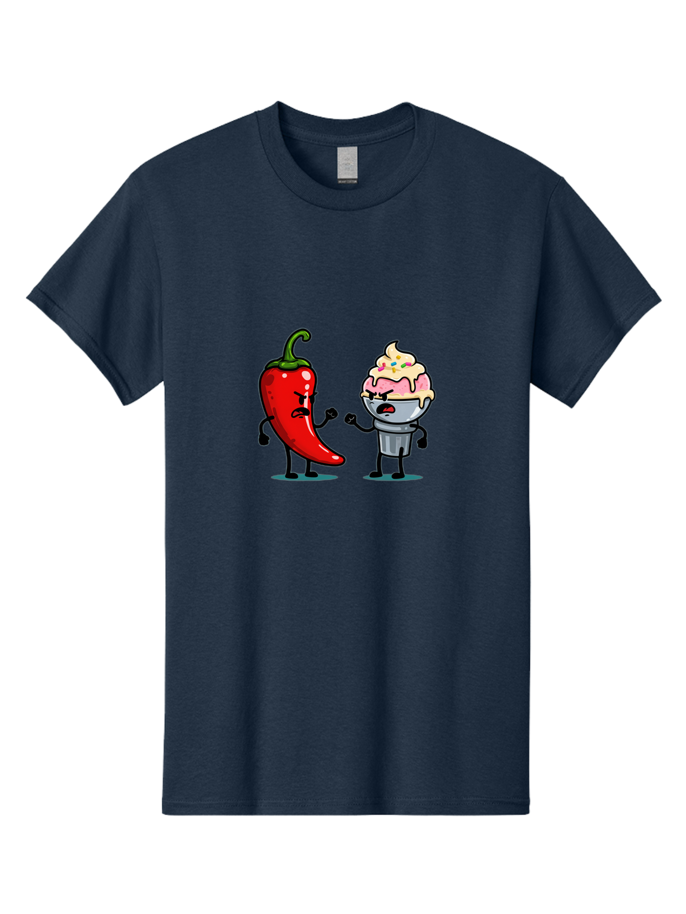 Chili-Pepper-Vs-Ice-Cream-1 Men'S Graphic Tee, 100% Cotton, Comfortable Casual Summer Wear, Machine Washable, Vintage Camera, Old Camera, Antique Camera, Black Camera, Classic Photography, Photography Equipment, Nostalgic Device, Film Camera, Bam023