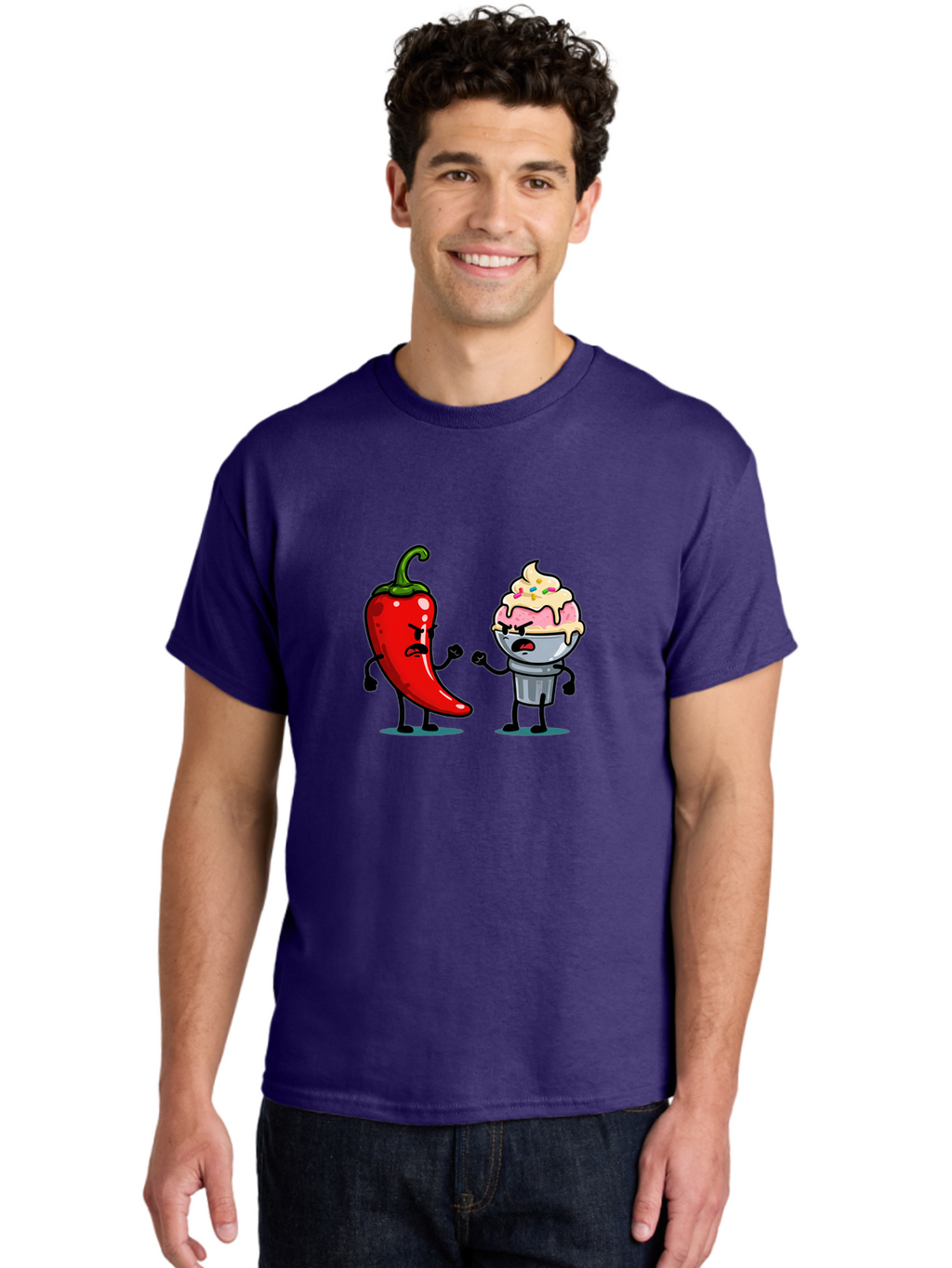 Chili-Pepper-Vs-Ice-Cream-1 Men'S Graphic Tee, 100% Cotton, Comfortable Casual Summer Wear, Machine Washable, Vintage Camera, Old Camera, Antique Camera, Black Camera, Classic Photography, Photography Equipment, Nostalgic Device, Film Camera, Bam023