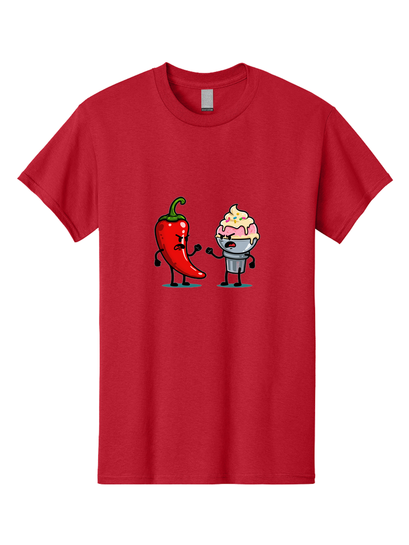 Chili-Pepper-Vs-Ice-Cream-1 Men'S Graphic Tee, 100% Cotton, Comfortable Casual Summer Wear, Machine Washable, Vintage Camera, Old Camera, Antique Camera, Black Camera, Classic Photography, Photography Equipment, Nostalgic Device, Film Camera, Bam023