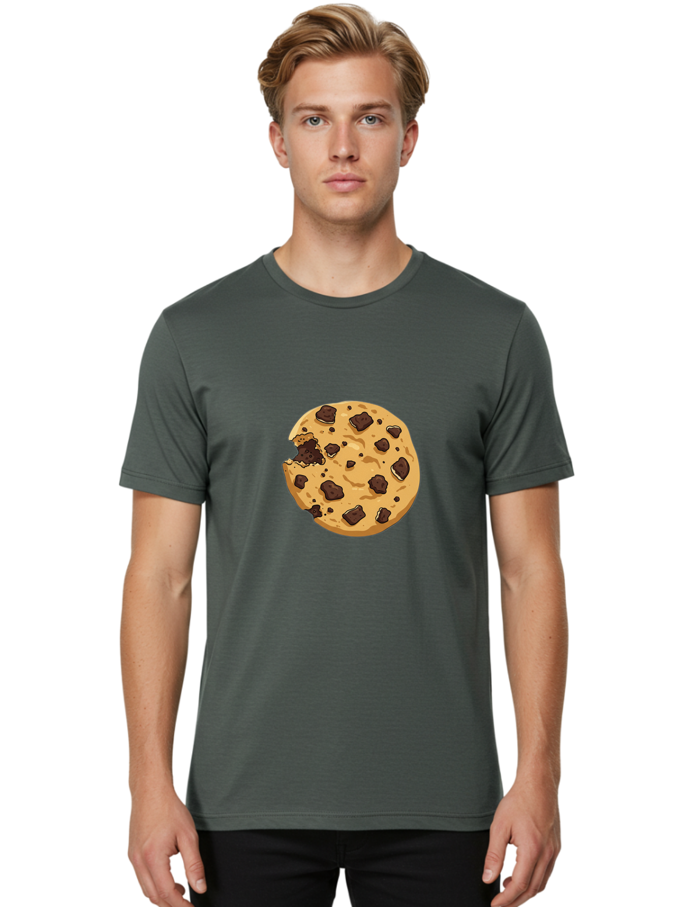 Chocolate-Chip-Cookie-Bite Men'S Graphic Tee, 100% Cotton, Comfortable Casual Summer Wear, Machine Washable, Vintage Camera, Old Camera, Antique Camera, Black Camera, Classic Photography, Photography Equipment, Nostalgic Device, Film Camera, Bam026