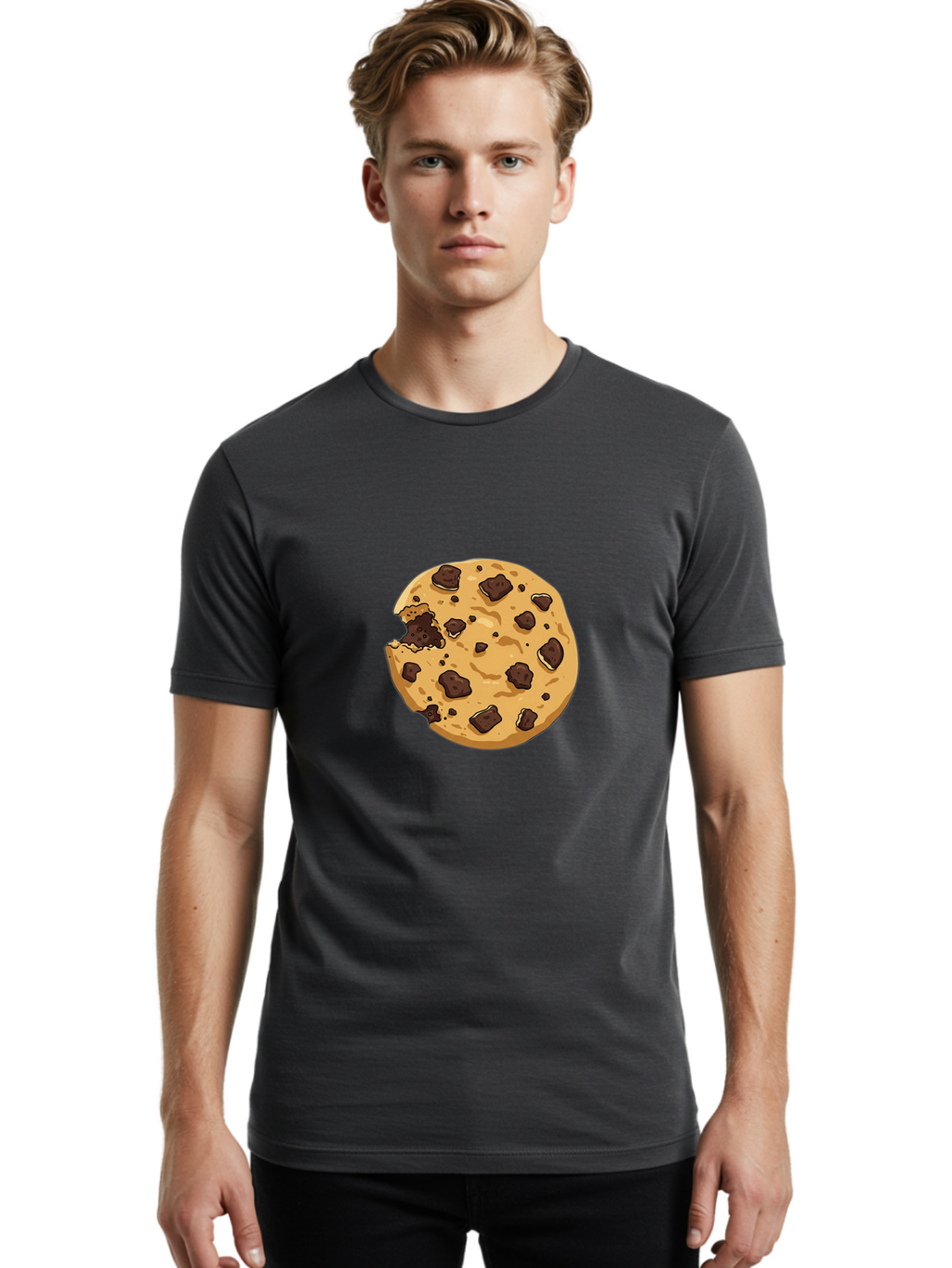 Chocolate-Chip-Cookie-Bite Men'S Graphic Tee, 100% Cotton, Comfortable Casual Summer Wear, Machine Washable, Vintage Camera, Old Camera, Antique Camera, Black Camera, Classic Photography, Photography Equipment, Nostalgic Device, Film Camera, Bam026
