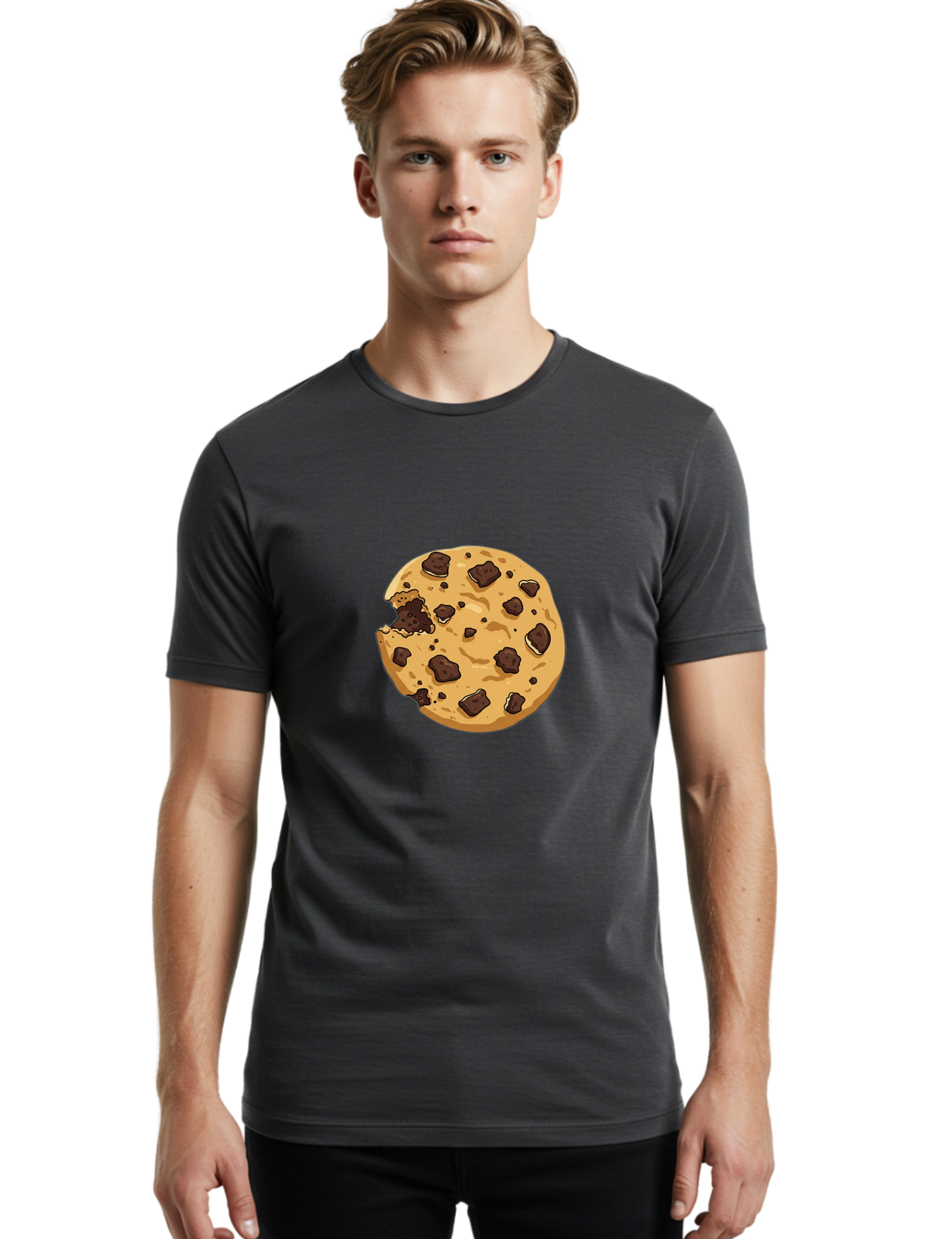 Chocolate-Chip-Cookie-Bite Men'S Graphic Tee, 100% Cotton, Comfortable Casual Summer Wear, Machine Washable, Vintage Camera, Old Camera, Antique Camera, Black Camera, Classic Photography, Photography Equipment, Nostalgic Device, Film Camera, Bam026