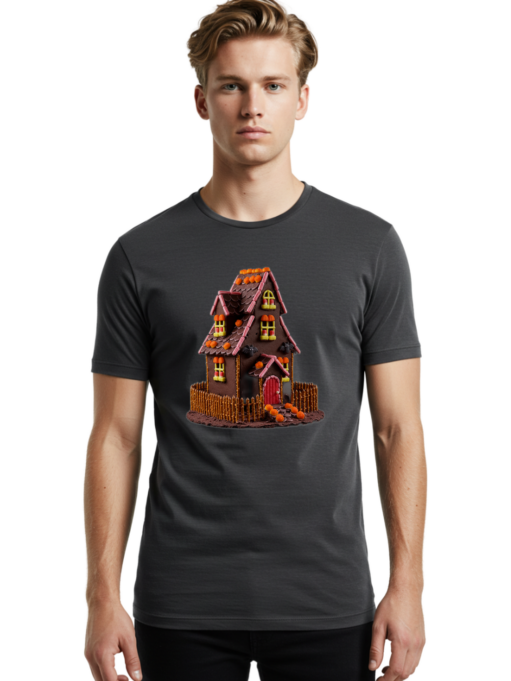 Chocolate-Gingerbread-House Men'S Graphic Tee, 100% Cotton, Comfortable Casual Summer Wear, Machine Washable, Vintage Camera, Old Camera, Antique Camera, Black Camera, Classic Photography, Photography Equipment, Nostalgic Device, Film Camera, Bam030