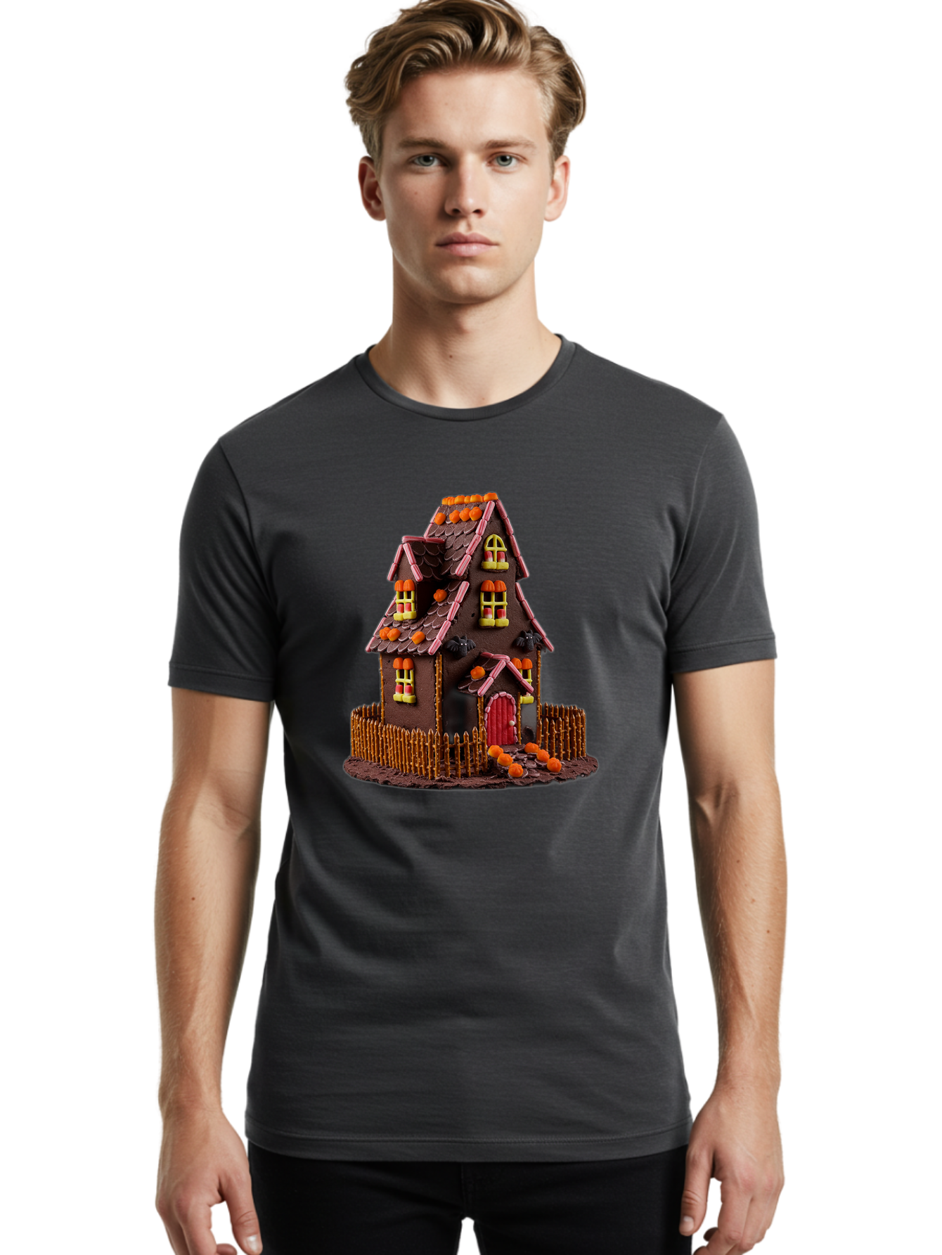 Chocolate-Gingerbread-House Men'S Graphic Tee, 100% Cotton, Comfortable Casual Summer Wear, Machine Washable, Vintage Camera, Old Camera, Antique Camera, Black Camera, Classic Photography, Photography Equipment, Nostalgic Device, Film Camera, Bam030