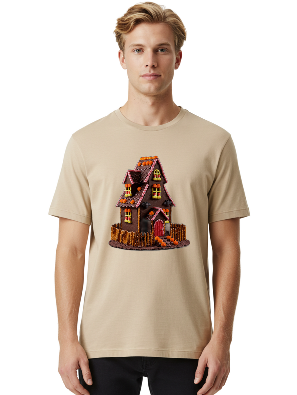 Chocolate-Gingerbread-House Men'S Graphic Tee, 100% Cotton, Comfortable Casual Summer Wear, Machine Washable, Vintage Camera, Old Camera, Antique Camera, Black Camera, Classic Photography, Photography Equipment, Nostalgic Device, Film Camera, Bam030