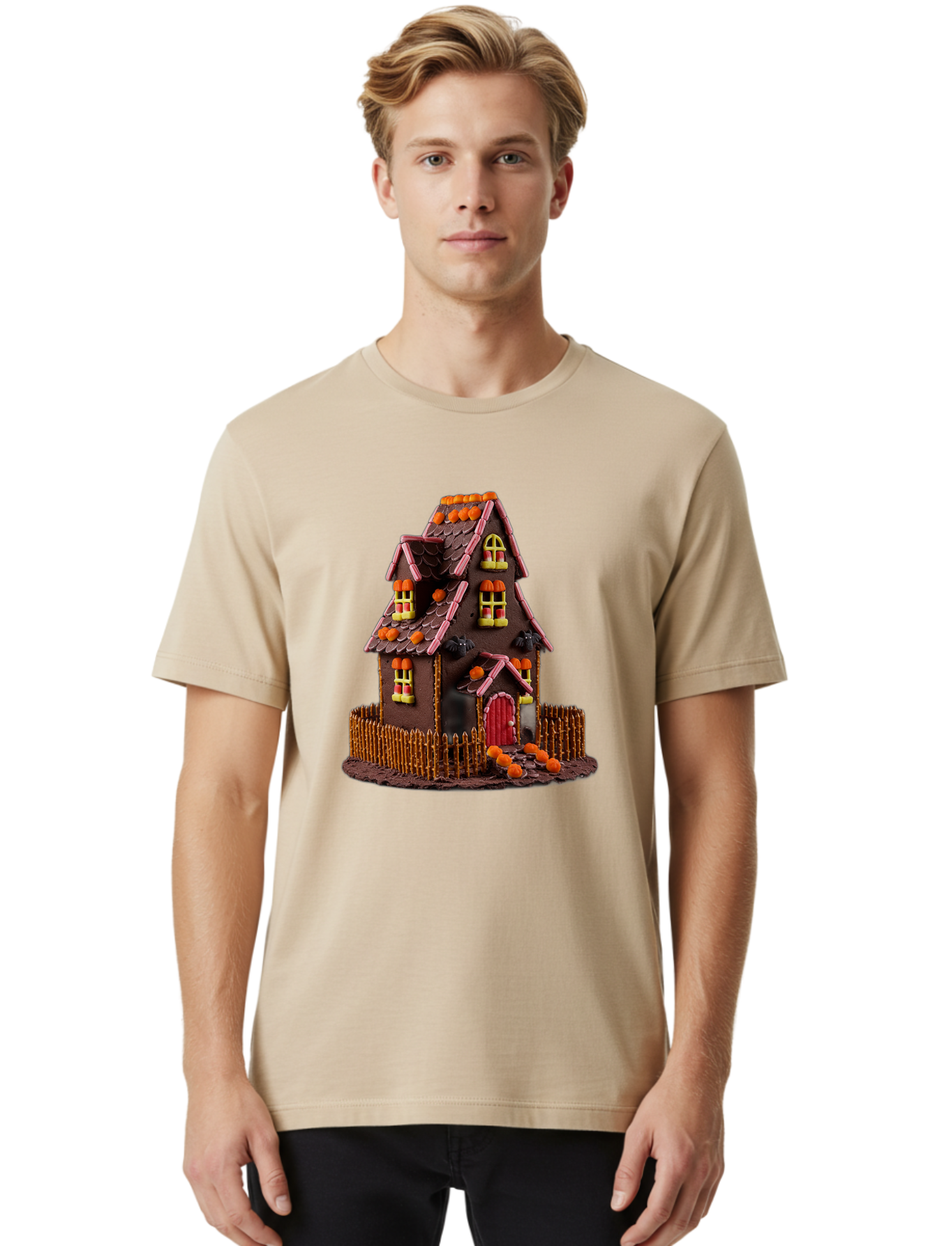 Chocolate-Gingerbread-House Men'S Graphic Tee, 100% Cotton, Comfortable Casual Summer Wear, Machine Washable, Vintage Camera, Old Camera, Antique Camera, Black Camera, Classic Photography, Photography Equipment, Nostalgic Device, Film Camera, Bam030