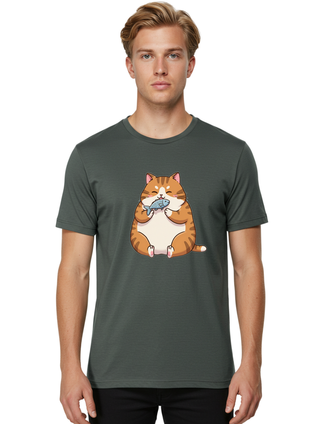 Chubby-Cat-Eating-Fish Men'S Graphic Tee, 100% Cotton, Comfortable Casual Summer Wear, Machine Washable, Vintage Camera, Old Camera, Antique Camera, Black Camera, Classic Photography, Photography Equipment, Nostalgic Device, Film Camera, Bam034