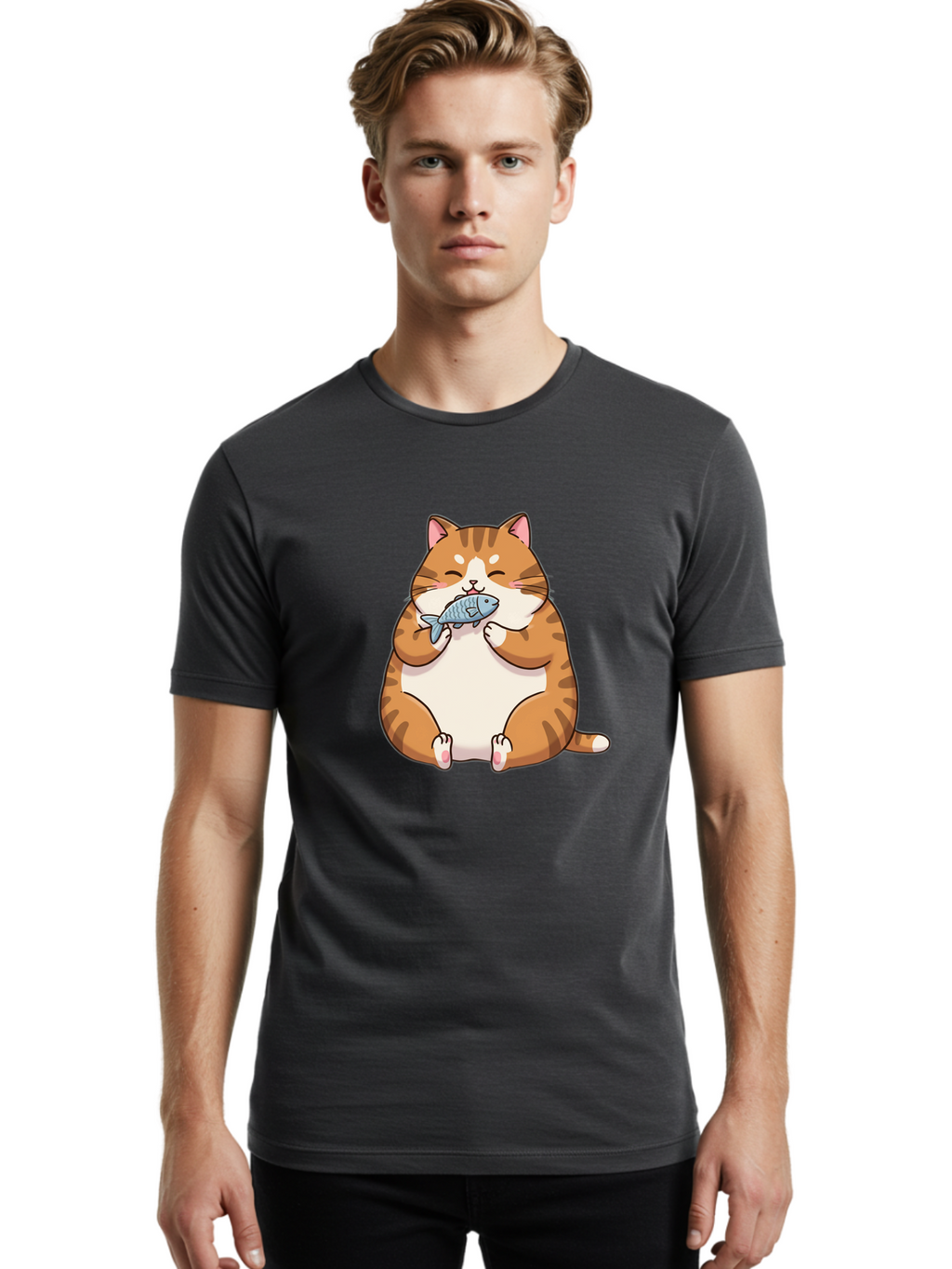 Chubby-Cat-Eating-Fish Men'S Graphic Tee, 100% Cotton, Comfortable Casual Summer Wear, Machine Washable, Vintage Camera, Old Camera, Antique Camera, Black Camera, Classic Photography, Photography Equipment, Nostalgic Device, Film Camera, Bam034