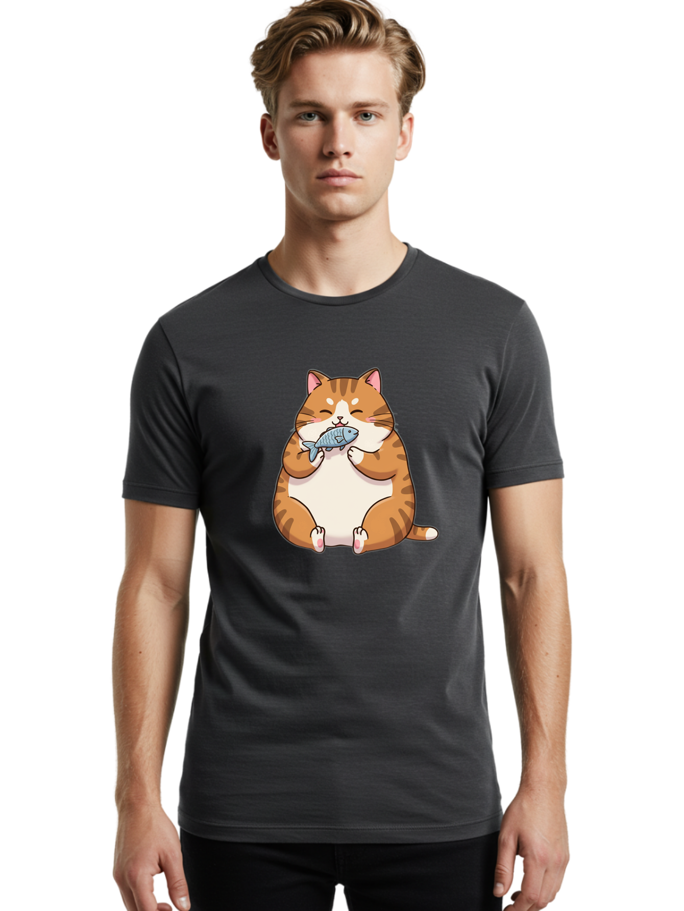 Chubby-Cat-Eating-Fish Men'S Graphic Tee, 100% Cotton, Comfortable Casual Summer Wear, Machine Washable, Vintage Camera, Old Camera, Antique Camera, Black Camera, Classic Photography, Photography Equipment, Nostalgic Device, Film Camera, Bam034