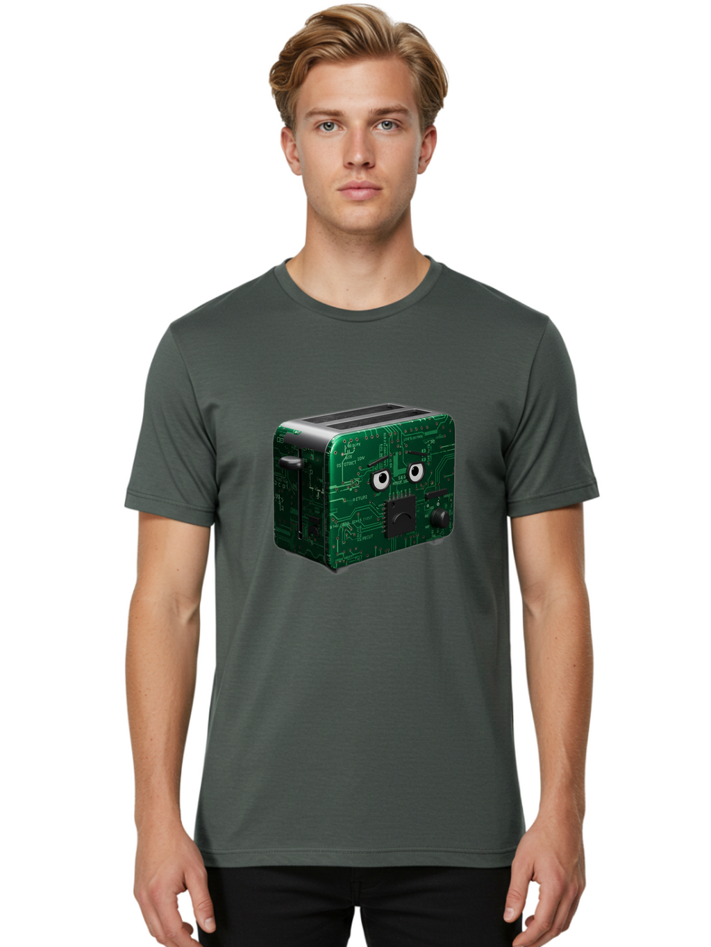 Circuit-Board-Toaster Men'S Graphic Tee, 100% Cotton, Comfortable Casual Summer Wear, Machine Washable, Vintage Camera, Old Camera, Antique Camera, Black Camera, Classic Photography, Photography Equipment, Nostalgic Device, Film Camera, Bam038
