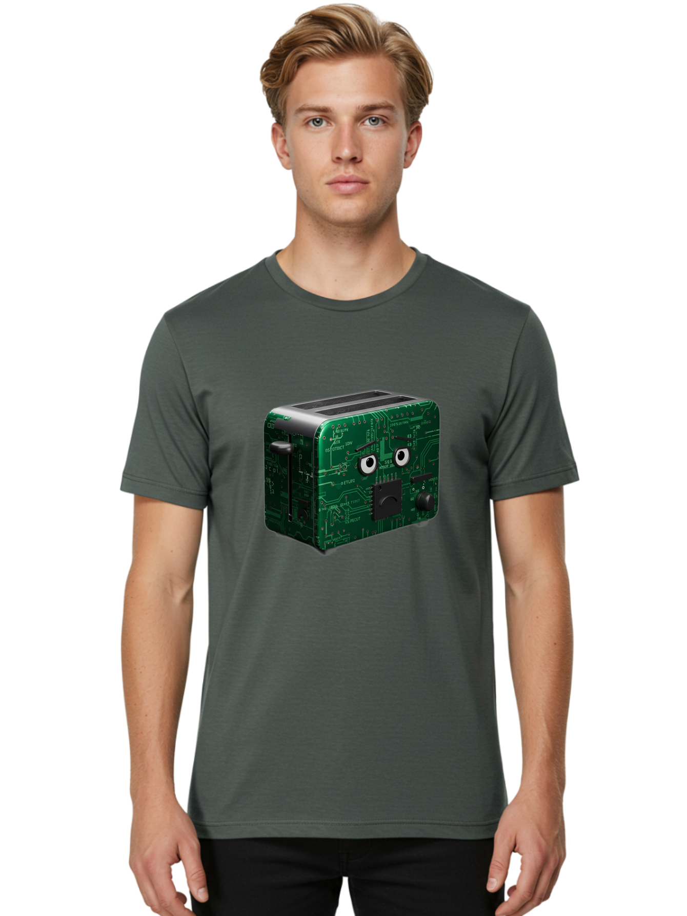 Circuit-Board-Toaster Men'S Graphic Tee, 100% Cotton, Comfortable Casual Summer Wear, Machine Washable, Vintage Camera, Old Camera, Antique Camera, Black Camera, Classic Photography, Photography Equipment, Nostalgic Device, Film Camera, Bam038