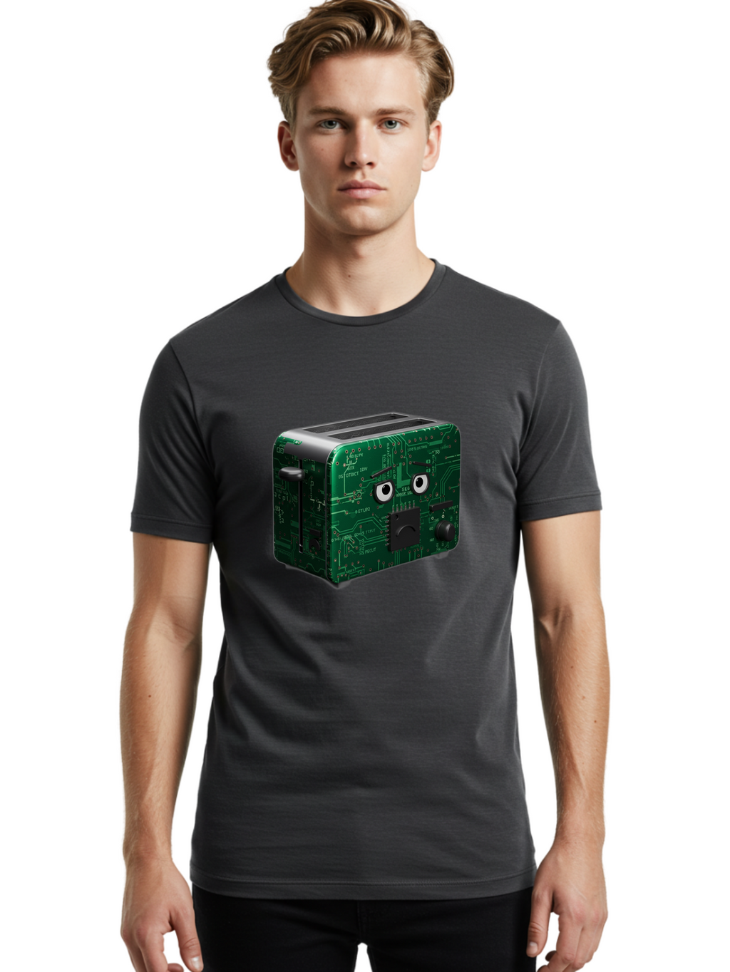 Circuit-Board-Toaster Men'S Graphic Tee, 100% Cotton, Comfortable Casual Summer Wear, Machine Washable, Vintage Camera, Old Camera, Antique Camera, Black Camera, Classic Photography, Photography Equipment, Nostalgic Device, Film Camera, Bam038