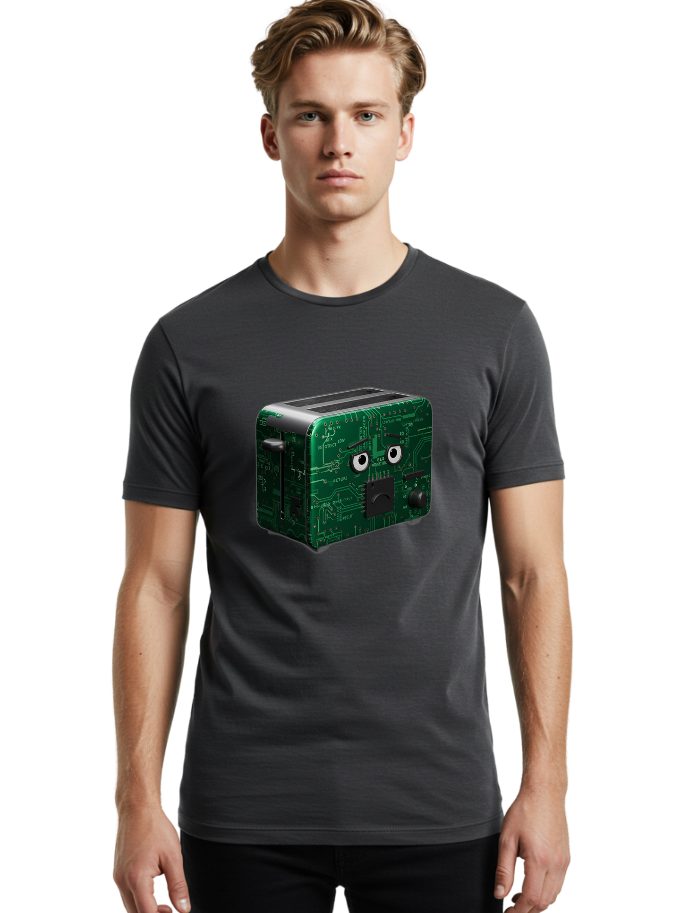 Circuit-Board-Toaster Men'S Graphic Tee, 100% Cotton, Comfortable Casual Summer Wear, Machine Washable, Vintage Camera, Old Camera, Antique Camera, Black Camera, Classic Photography, Photography Equipment, Nostalgic Device, Film Camera, Bam038