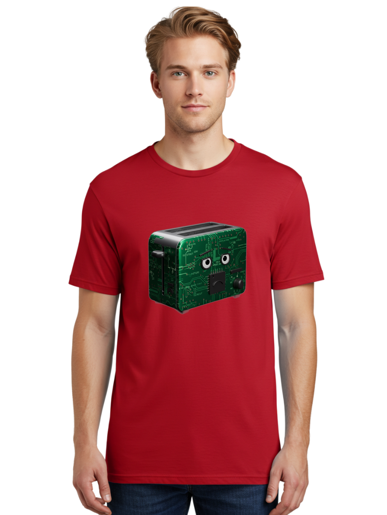 Circuit-Board-Toaster Men'S Graphic Tee, 100% Cotton, Comfortable Casual Summer Wear, Machine Washable, Vintage Camera, Old Camera, Antique Camera, Black Camera, Classic Photography, Photography Equipment, Nostalgic Device, Film Camera, Bam038