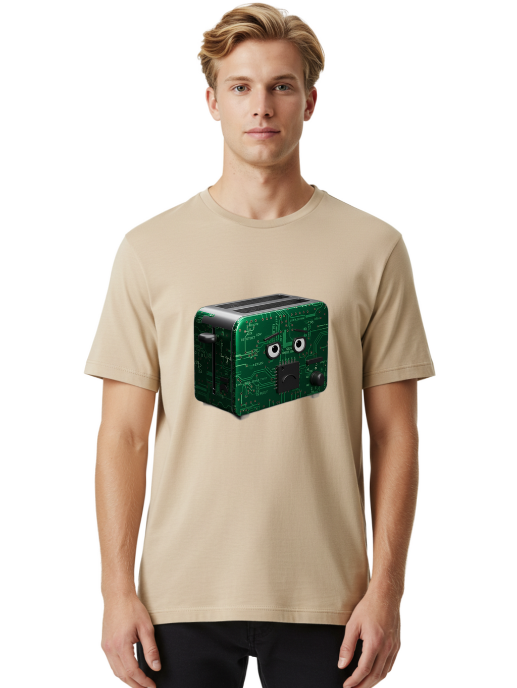 Circuit-Board-Toaster Men'S Graphic Tee, 100% Cotton, Comfortable Casual Summer Wear, Machine Washable, Vintage Camera, Old Camera, Antique Camera, Black Camera, Classic Photography, Photography Equipment, Nostalgic Device, Film Camera, Bam038