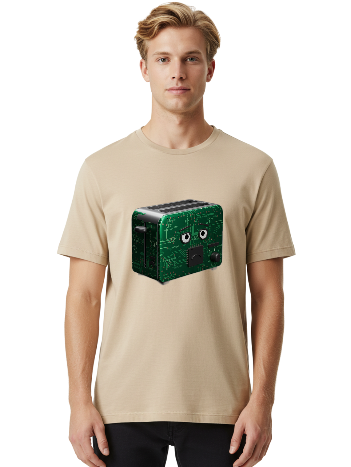 Circuit-Board-Toaster Men'S Graphic Tee, 100% Cotton, Comfortable Casual Summer Wear, Machine Washable, Vintage Camera, Old Camera, Antique Camera, Black Camera, Classic Photography, Photography Equipment, Nostalgic Device, Film Camera, Bam038