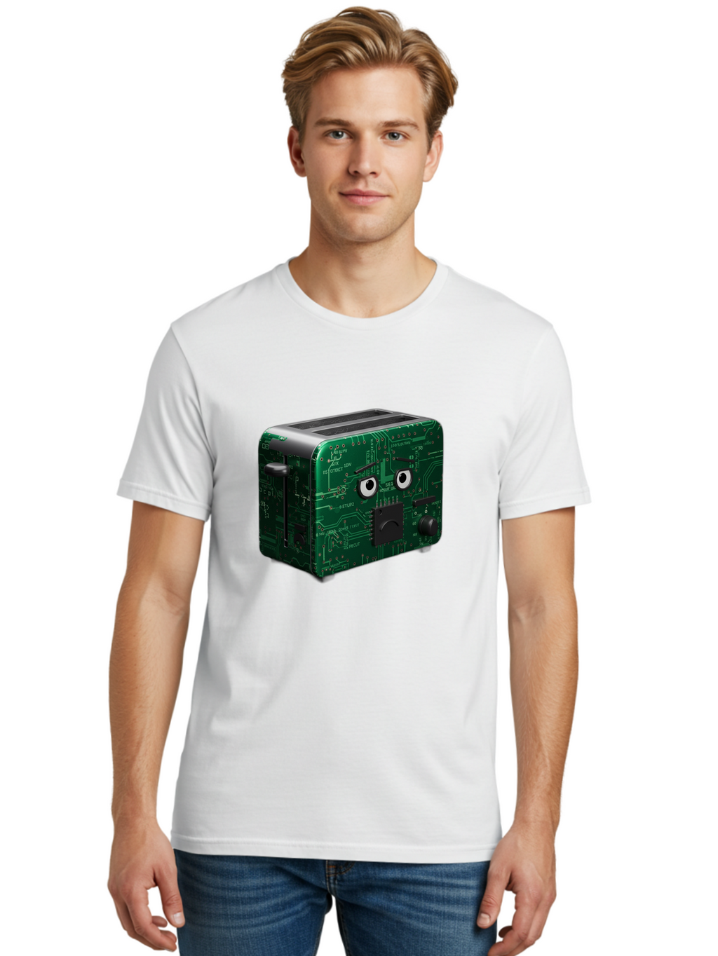 Circuit-Board-Toaster Men'S Graphic Tee, 100% Cotton, Comfortable Casual Summer Wear, Machine Washable, Vintage Camera, Old Camera, Antique Camera, Black Camera, Classic Photography, Photography Equipment, Nostalgic Device, Film Camera, Bam038