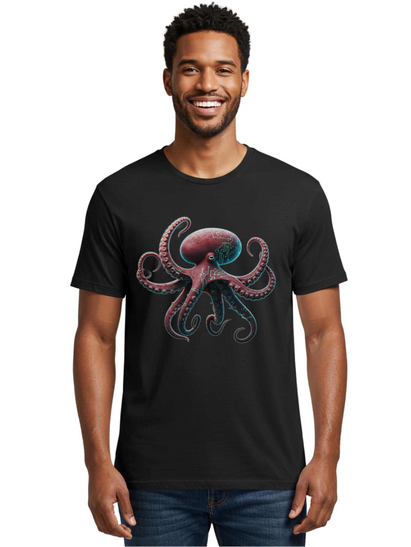 Circuit-Octopus Men'S Graphic Tee, 100% Cotton, Comfortable Casual Summer Wear, Machine Washable, Vintage Camera, Old Camera, Antique Camera, Black Camera, Classic Photography, Photography Equipment, Nostalgic Device, Film Camera, Camera Art Bam040