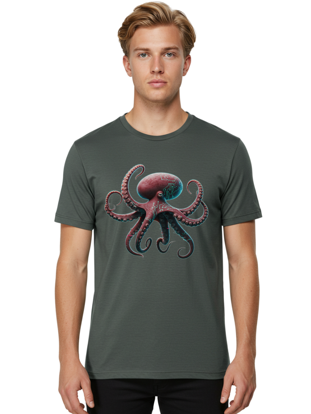 Circuit-Octopus Men'S Graphic Tee, 100% Cotton, Comfortable Casual Summer Wear, Machine Washable, Vintage Camera, Old Camera, Antique Camera, Black Camera, Classic Photography, Photography Equipment, Nostalgic Device, Film Camera, Camera Art Bam040