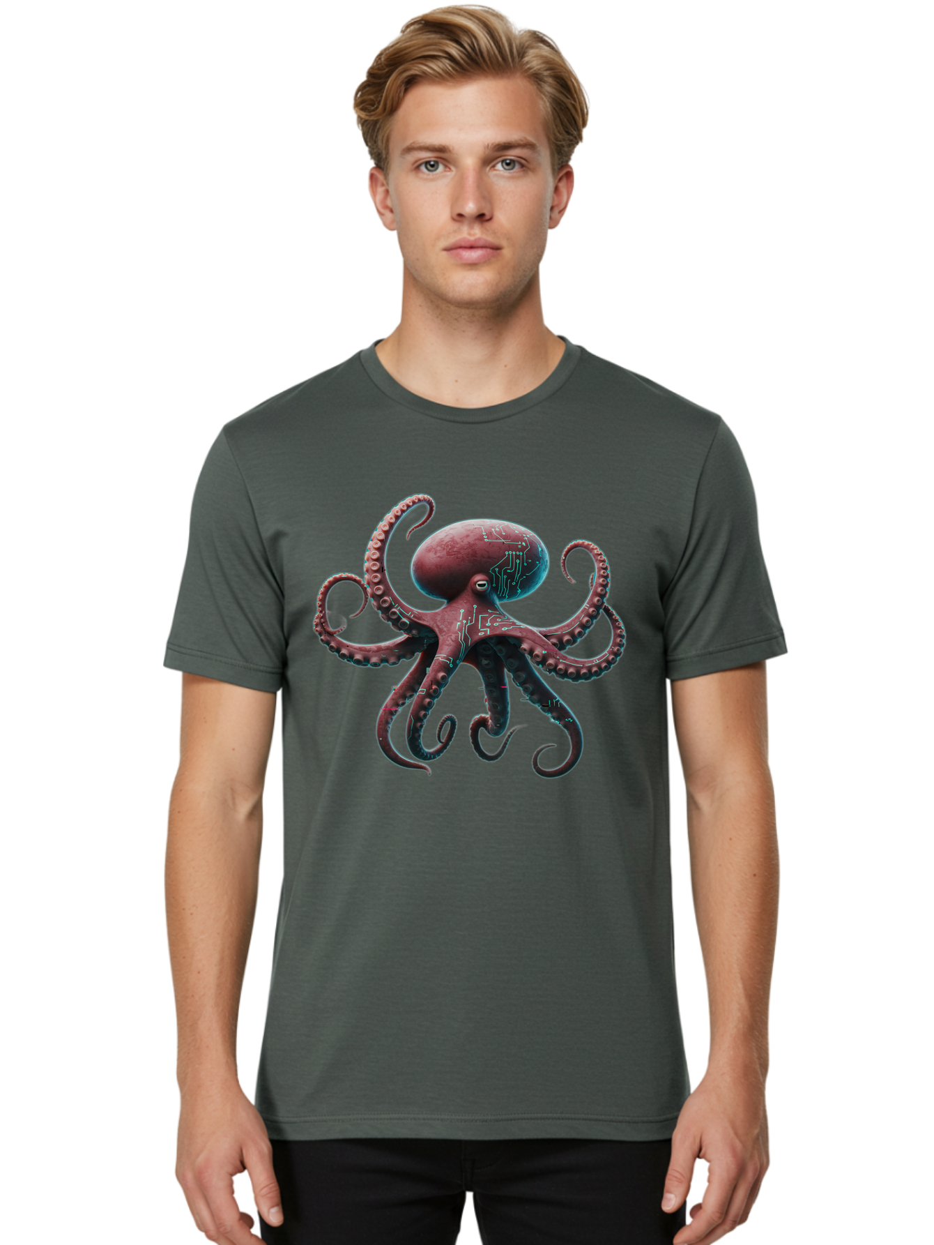 Circuit-Octopus Men'S Graphic Tee, 100% Cotton, Comfortable Casual Summer Wear, Machine Washable, Vintage Camera, Old Camera, Antique Camera, Black Camera, Classic Photography, Photography Equipment, Nostalgic Device, Film Camera, Camera Art Bam040