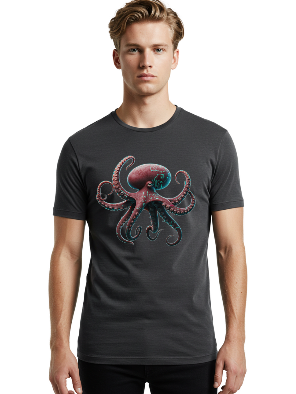 Circuit-Octopus Men'S Graphic Tee, 100% Cotton, Comfortable Casual Summer Wear, Machine Washable, Vintage Camera, Old Camera, Antique Camera, Black Camera, Classic Photography, Photography Equipment, Nostalgic Device, Film Camera, Camera Art Bam040