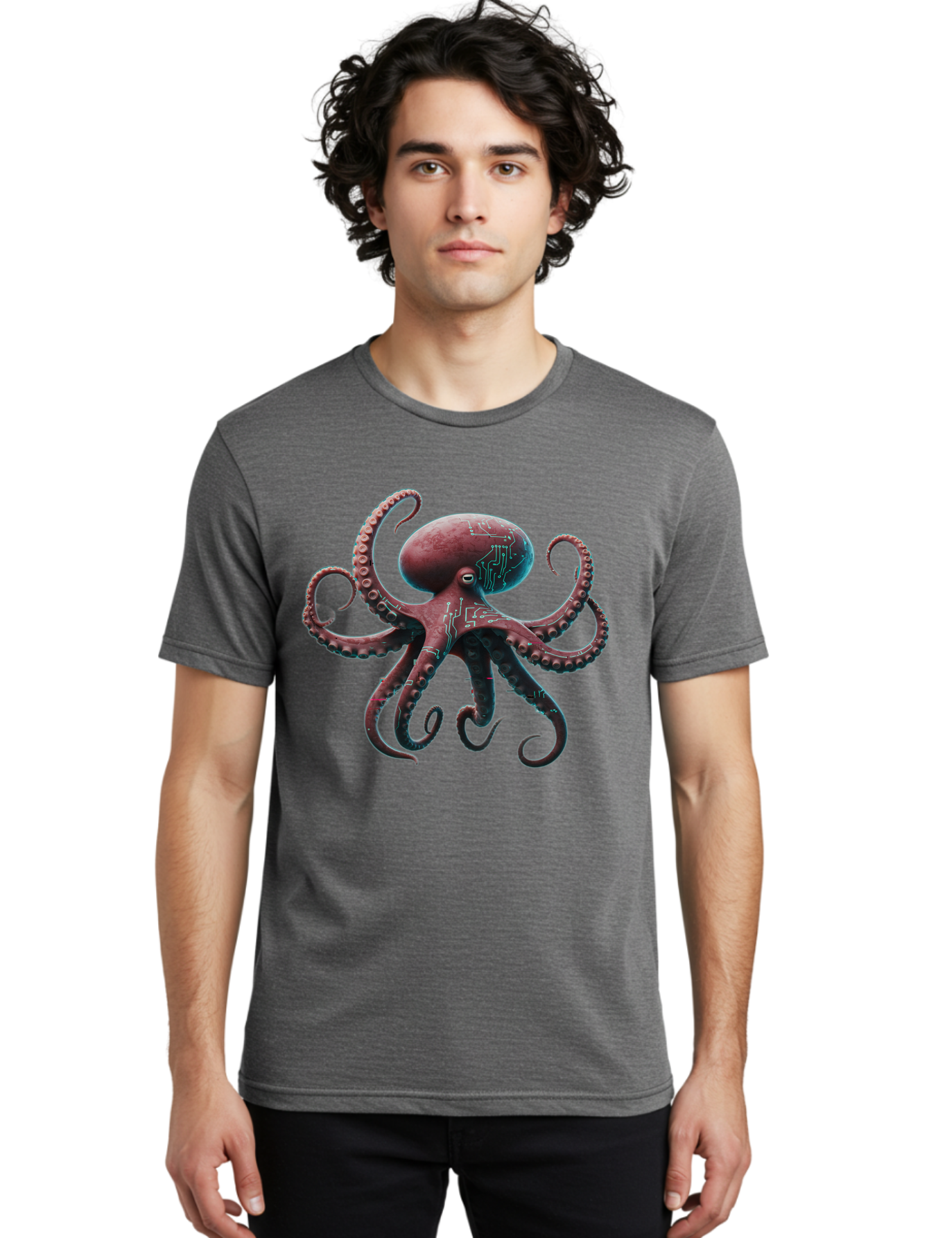 Circuit-Octopus Men'S Graphic Tee, 100% Cotton, Comfortable Casual Summer Wear, Machine Washable, Vintage Camera, Old Camera, Antique Camera, Black Camera, Classic Photography, Photography Equipment, Nostalgic Device, Film Camera, Camera Art Bam040