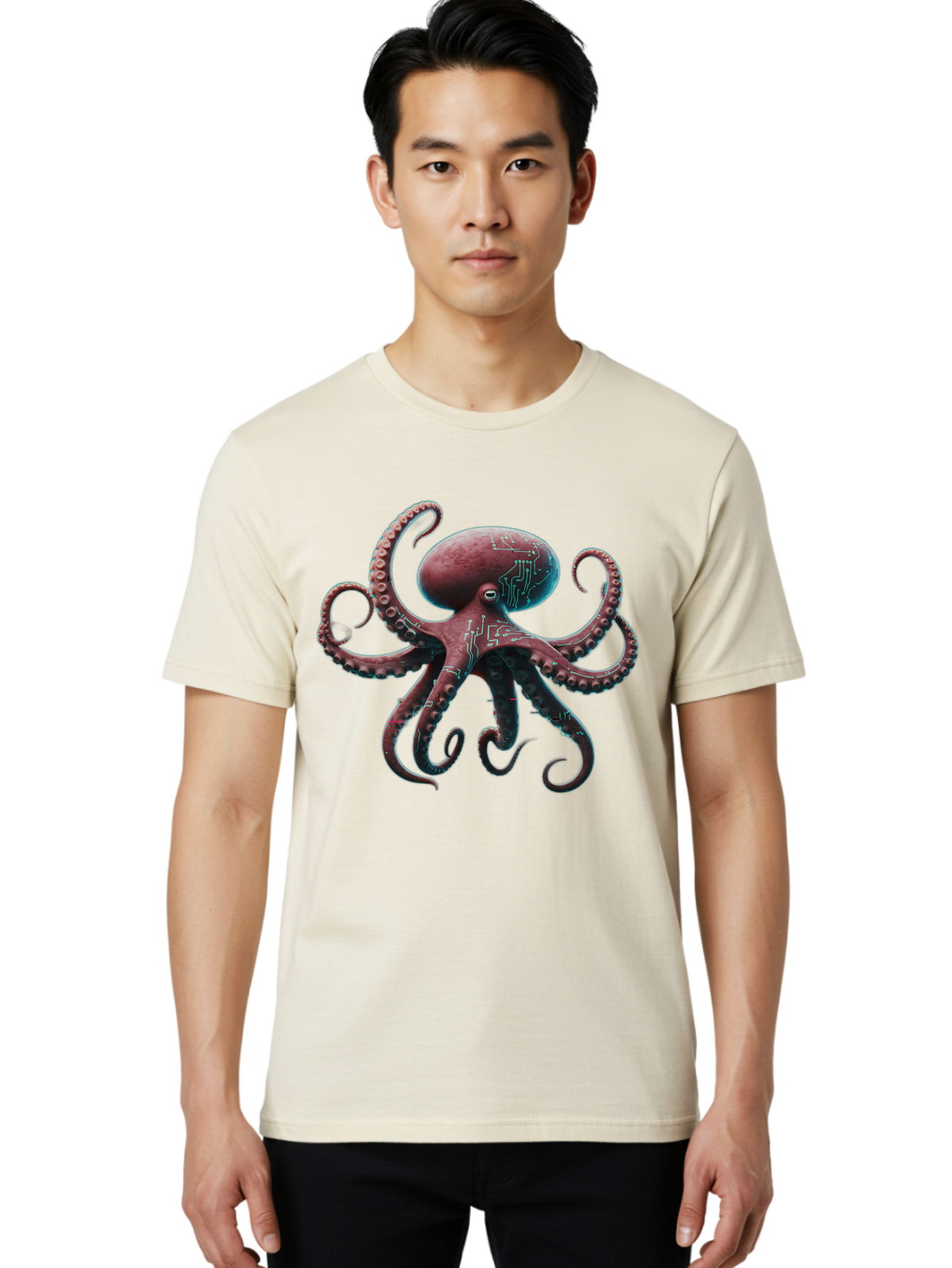 Circuit-Octopus Men'S Graphic Tee, 100% Cotton, Comfortable Casual Summer Wear, Machine Washable, Vintage Camera, Old Camera, Antique Camera, Black Camera, Classic Photography, Photography Equipment, Nostalgic Device, Film Camera, Camera Art Bam040