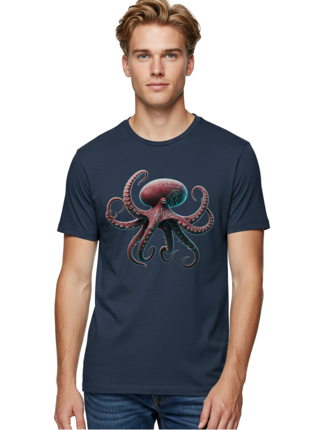 Circuit-Octopus Men'S Graphic Tee, 100% Cotton, Comfortable Casual Summer Wear, Machine Washable, Vintage Camera, Old Camera, Antique Camera, Black Camera, Classic Photography, Photography Equipment, Nostalgic Device, Film Camera, Camera Art Bam040