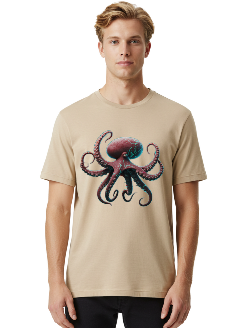 Circuit-Octopus Men'S Graphic Tee, 100% Cotton, Comfortable Casual Summer Wear, Machine Washable, Vintage Camera, Old Camera, Antique Camera, Black Camera, Classic Photography, Photography Equipment, Nostalgic Device, Film Camera, Camera Art Bam040