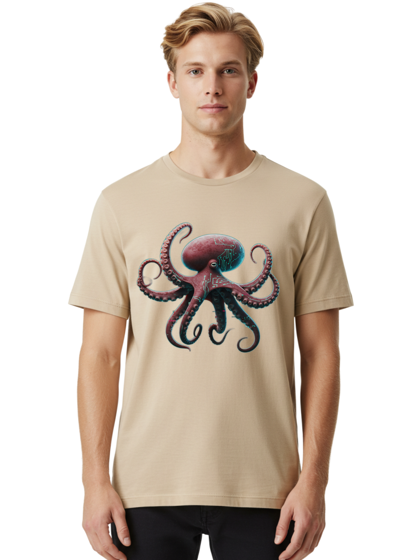 Circuit-Octopus Men'S Graphic Tee, 100% Cotton, Comfortable Casual Summer Wear, Machine Washable, Vintage Camera, Old Camera, Antique Camera, Black Camera, Classic Photography, Photography Equipment, Nostalgic Device, Film Camera, Camera Art Bam040
