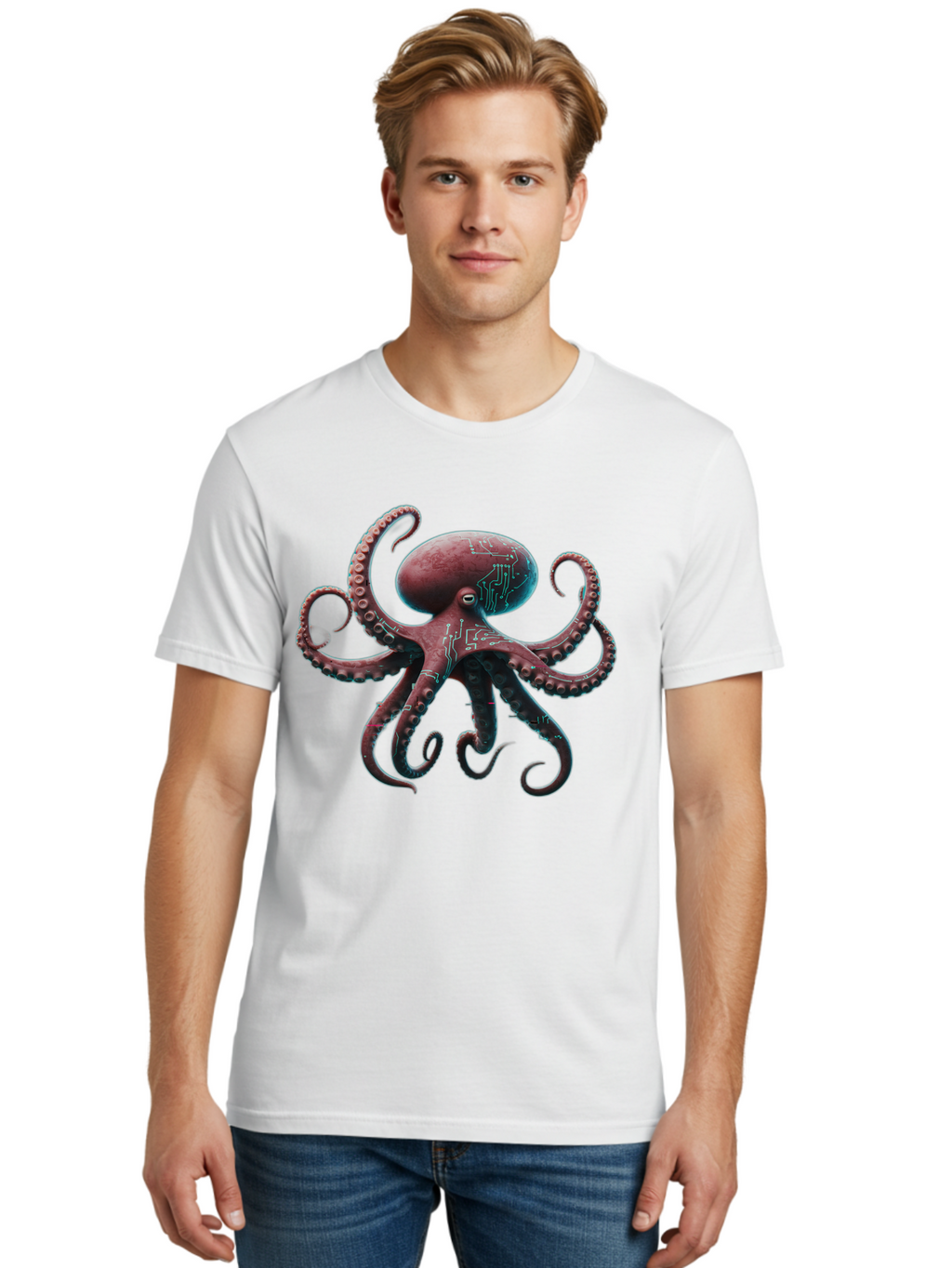 Circuit-Octopus Men'S Graphic Tee, 100% Cotton, Comfortable Casual Summer Wear, Machine Washable, Vintage Camera, Old Camera, Antique Camera, Black Camera, Classic Photography, Photography Equipment, Nostalgic Device, Film Camera, Camera Art Bam040