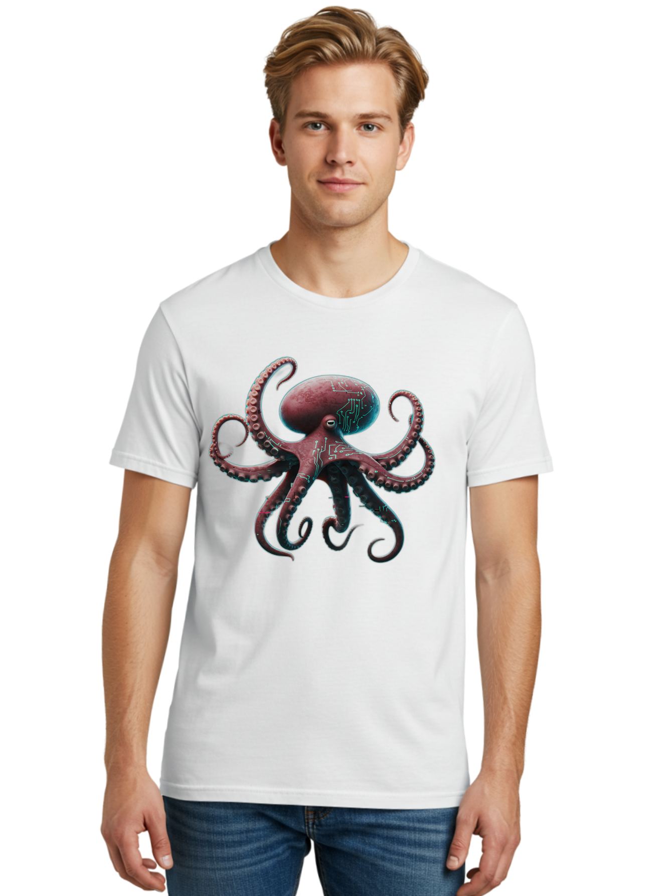Circuit-Octopus Men'S Graphic Tee, 100% Cotton, Comfortable Casual Summer Wear, Machine Washable, Vintage Camera, Old Camera, Antique Camera, Black Camera, Classic Photography, Photography Equipment, Nostalgic Device, Film Camera, Camera Art Bam040