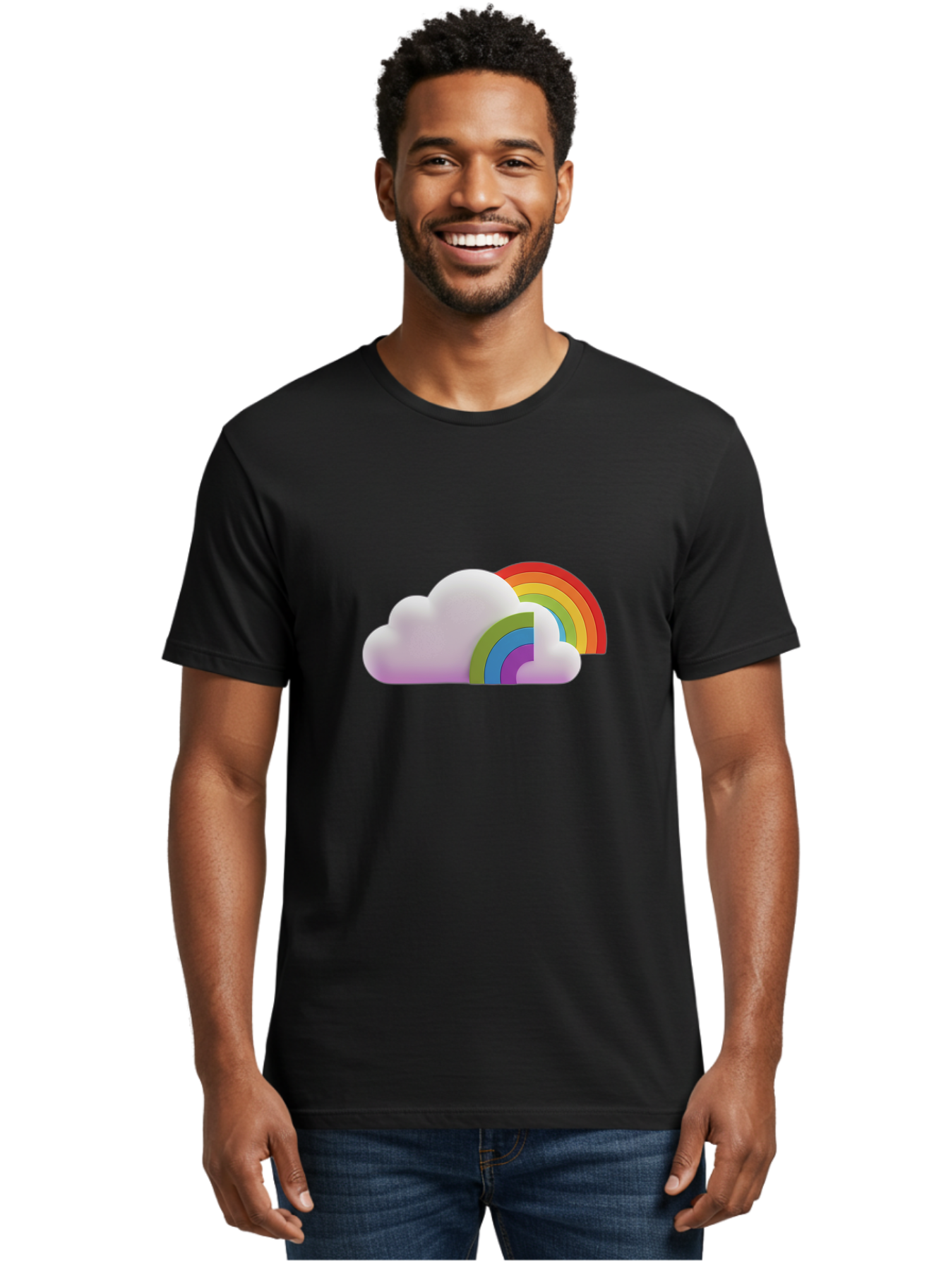 Cloud-And-Rainbow Men'S Graphic Tee, 100% Cotton, Comfortable Casual Summer Wear, Machine Washable, Vintage Camera, Old Camera, Antique Camera, Black Camera, Classic Photography, Photography Equipment, Nostalgic Device, Film Camera, Camera Art Bam046