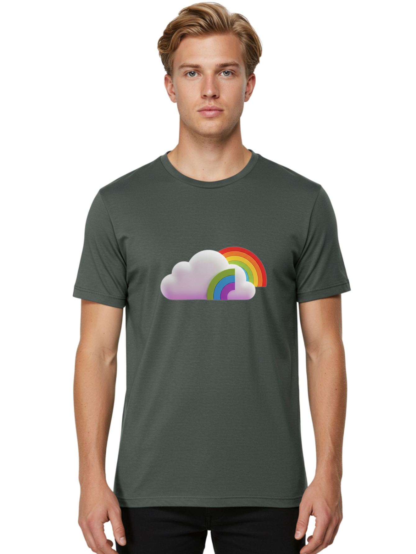 Cloud-And-Rainbow Men'S Graphic Tee, 100% Cotton, Comfortable Casual Summer Wear, Machine Washable, Vintage Camera, Old Camera, Antique Camera, Black Camera, Classic Photography, Photography Equipment, Nostalgic Device, Film Camera, Camera Art Bam046