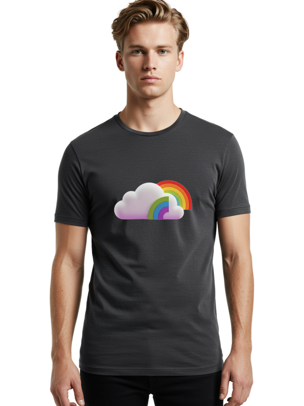 Cloud-And-Rainbow Men'S Graphic Tee, 100% Cotton, Comfortable Casual Summer Wear, Machine Washable, Vintage Camera, Old Camera, Antique Camera, Black Camera, Classic Photography, Photography Equipment, Nostalgic Device, Film Camera, Camera Art Bam046