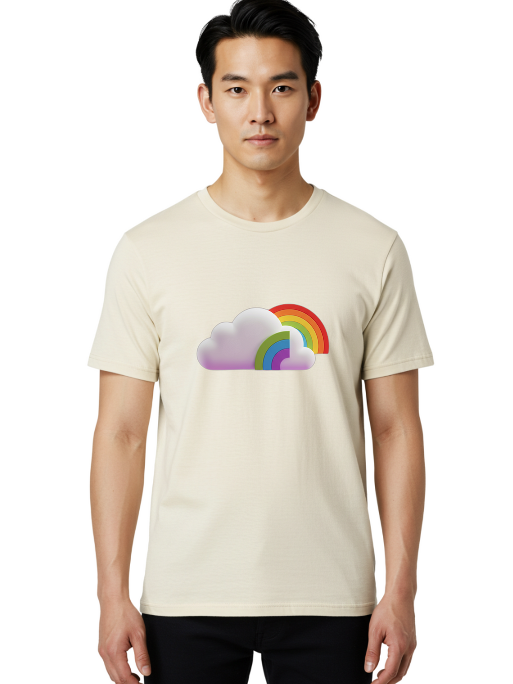 Cloud-And-Rainbow Men'S Graphic Tee, 100% Cotton, Comfortable Casual Summer Wear, Machine Washable, Vintage Camera, Old Camera, Antique Camera, Black Camera, Classic Photography, Photography Equipment, Nostalgic Device, Film Camera, Camera Art Bam046