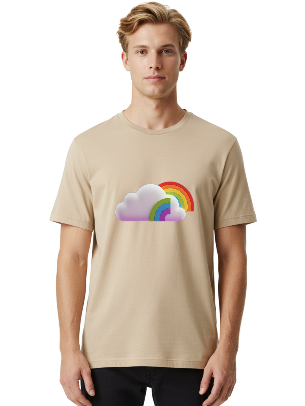 Cloud-And-Rainbow Men'S Graphic Tee, 100% Cotton, Comfortable Casual Summer Wear, Machine Washable, Vintage Camera, Old Camera, Antique Camera, Black Camera, Classic Photography, Photography Equipment, Nostalgic Device, Film Camera, Camera Art Bam046