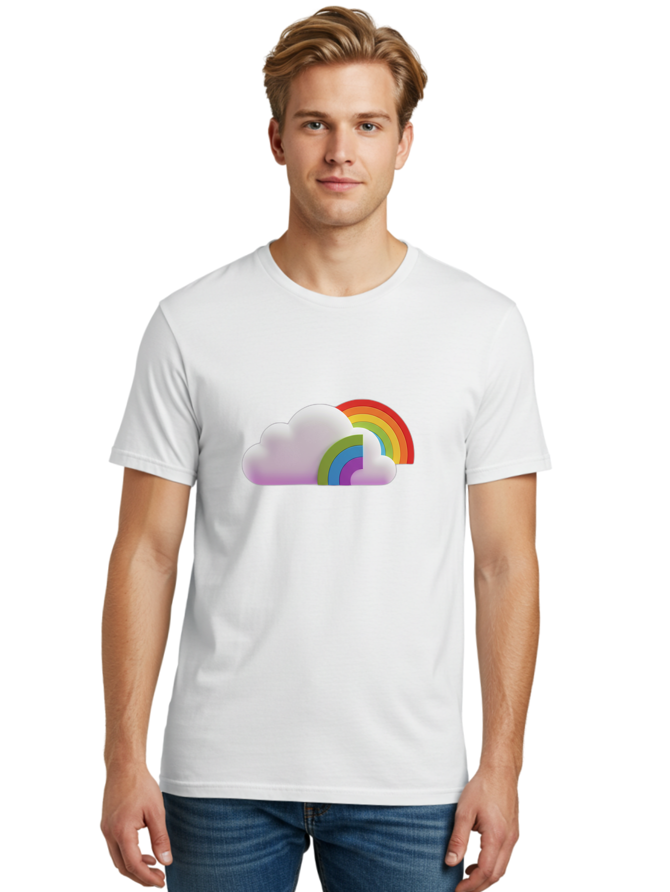 Cloud-And-Rainbow Men'S Graphic Tee, 100% Cotton, Comfortable Casual Summer Wear, Machine Washable, Vintage Camera, Old Camera, Antique Camera, Black Camera, Classic Photography, Photography Equipment, Nostalgic Device, Film Camera, Camera Art Bam046
