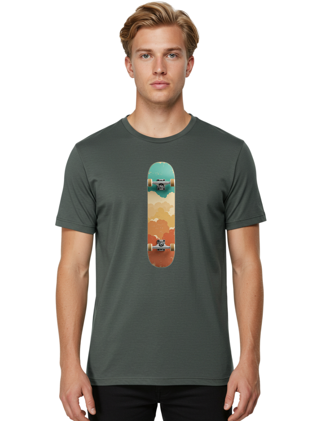 Cloud-Skateboard-2 Men'S Graphic Tee, 100% Cotton, Comfortable Casual Summer Wear, Machine Washable, Vintage Camera, Old Camera, Antique Camera, Black Camera, Classic Photography, Photography Equipment, Nostalgic Device, Film Camera, Bam055